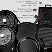 Lava Döküm 6x Trendy Serisi 8 Parça Tencere & Tava Seti  Siyah thumbnail 7