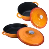 Lava Döküm 2X New Heritage Serisi Döküm Demir Tencere Tava Seti  Turuncu thumbnail 3