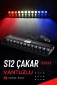 S12 Lamba Cam Içi Vantuzlu 12 Led Kırmızı Beyaz Mavi Çakmaklık Girişli 12 Mod thumbnail 1