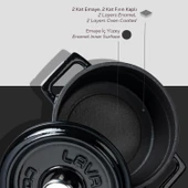 Lava Döküm Yuvarlak Tencere. Trendy Çap(Ø) 12cm.  Siyah thumbnail 5