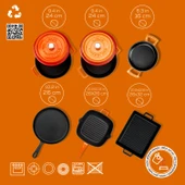 Lava Döküm 6x Trendy Serisi 8 Parça Tencere & Tava Seti  Turuncu thumbnail 5