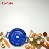 Lava Döküm Yuvarlak Tencere. Trendy Çap(Ø) 24cm.  Mavi thumbnail 7