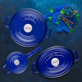 Lava Döküm 3X Edition Serisi Özel Koleksiyon Döküm Demir Tencere Seti  Mavi thumbnail 8