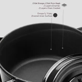 Lava Döküm Yuvarlak Tencere. Trendy Çap(Ø) 24cm.  Siyah thumbnail 6