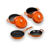 Lava Döküm 4x Trendy Serisi 7 Parça Tencere & Tava Seti  Turuncu - 2