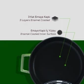 Lava Döküm Çok Amaçlı Yayvan Tencere. Glaze Serisi Çap(Ø)28cm.  Yeşil thumbnail 5