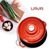 Lava Döküm Yuvarlak Çok Amaçlı Yayvan Tencere New Heritage Serisi Çap(Ø)28cm.  Kırmızı thumbnail 7