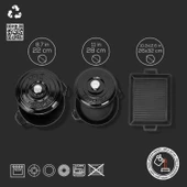 Lava Döküm 6X New Heritage Serisi Döküm Demir Tencere Tava Çeyiz Seti  Siyah thumbnail 5