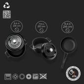 Lava Döküm 3x Trendy Serisi 6 Parça Tencere & Tava Seti  Siyah thumbnail 3