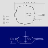 Lava Döküm Kare Izgara Tava Döküm Demir Yekpare Saplı Ölçü 28x28cm.  Mavi thumbnail 5