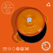 Lava Döküm Yuvarlak Tencere Döküm Demir Kapak New Heritage Serisi Çap(Ø)22cm.  Turuncu thumbnail 4
