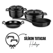 Lava Döküm 4x Trendy Serisi 7 Parça Tencere & Tava Seti  Siyah thumbnail 1