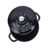 Lava Döküm Yuvarlak Tencere Döküm Demir Kapak New Heritage Serisi Çap(Ø)22cm.  Siyah thumbnail 3