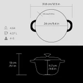 Lava Döküm Yuvarlak Tencere Döküm Demir Kapak New Heritage Serisi Çap(Ø)24cm.  Siyah - 5