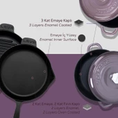 Lava Döküm 4X New Heritage Serisi Döküm Demir Tencere Tava Çeyiz Seti  Mor thumbnail 6