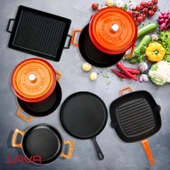 Lava Döküm 6x Trendy Serisi 8 Parça Tencere & Tava Seti  Turuncu thumbnail 8