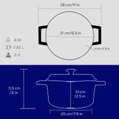 Lava Döküm Yuvarlak Tencere. Trendy Çap(Ø)20cm.  Mavi thumbnail 5