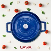 Lava Döküm Çok Amaçlı Yayvan Tencere. Trendy Serisi Çap(Ø)24cm.  Mavi - 7