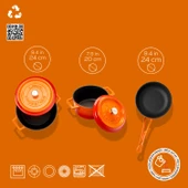 Lava Döküm 3x Trendy Serisi 6 Parça Tencere & Tava Seti  Turuncu - 3