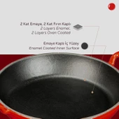 Lava Döküm Yuvarlak Sahan Döküm Demir Yekpare Çift Kulplu Çap(Ø)24cm.  Kırmızı thumbnail 6