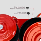 Lava Döküm 2X New Heritage Serisi Döküm Demir Tencere Tava Seti  Kırmızı thumbnail 8