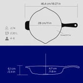 Lava Döküm Yuvarlak Kızartma Tavası Döküm Demir Yekpare Saplı. Çap(Ø)28cm  Mavi - 5