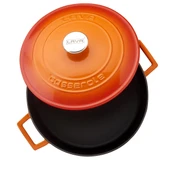 Lava Döküm Çok Amaçlı Yayvan Tencere. Folk Serisi Çap(Ø)28cm.  Turuncu thumbnail 2