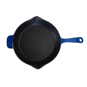 Lava Döküm Yuvarlak Kızartma Tavası Döküm Demir Yekpare Saplı. Çap(Ø)28cm  Mavi - 3
