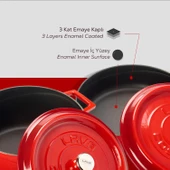 Lava Döküm 2x Trendy Serisi 5 Parça Tencere Seti  Kırmızı thumbnail 5