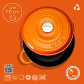 Lava Döküm Yuvarlak Çok Amaçlı Yayvan Tencere New Heritage Serisi Çap(Ø)28cm.  Turuncu thumbnail 4