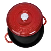 Lava Döküm Yuvarlak Çok Amaçlı Yayvan Tencere New Heritage Serisi Çap(Ø)28cm.  Kırmızı thumbnail 3