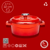 Lava Döküm Yuvarlak Tencere. Trendy Çap(Ø) 12cm.  Kırmızı thumbnail 3