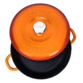 Lava Döküm Yuvarlak Çok Amaçlı Yayvan Tencere New Heritage Serisi Çap(Ø)28cm.  Turuncu thumbnail 3