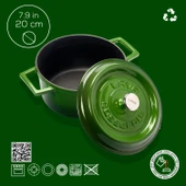 Lava Döküm Yuvarlak Tencere. Trendy Çap(Ø)20cm.  Yeşil thumbnail 4