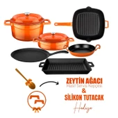 Lava Döküm 6x Trendy Serisi 8 Parça Tencere & Tava Seti  Turuncu thumbnail 1