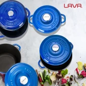 Lava Döküm 4X New Heritage Serisi Döküm Demir Tencere Seti  Mavi thumbnail 7