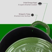 Lava Döküm Yuvarlak Tencere Döküm Demir Kapak New Heritage Serisi Çap(Ø)24cm.  Yeşil - 6