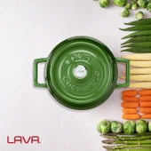 Lava Döküm Yuvarlak Tencere. Trendy Çap(Ø)20cm.  Yeşil thumbnail 7