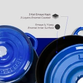 Lava Döküm 2X New Heritage Serisi Döküm Demir Tencere Tava Seti  Mavi - 6