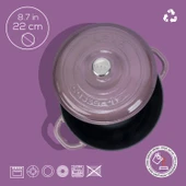 Lava Döküm Yuvarlak Tencere Döküm Demir Kapak New Heritage Serisi Çap(Ø)22cm.  Mor thumbnail 4