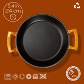 Lava Döküm Yuvarlak Sahan Döküm Demir Yekpare Çift Kulplu Çap(Ø)24cm.  Turuncu thumbnail 4