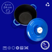 Lava Döküm Yuvarlak Tencere Döküm Demir Kapak New Heritage Serisi Çap(Ø)24cm.  Mavi - 4