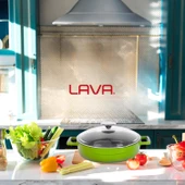 Lava Döküm Çok Amaçlı Yayvan Tencere. Glaze Serisi Çap(Ø)28cm.  Yeşil thumbnail 6