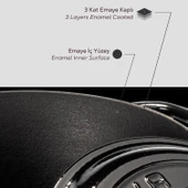 Lava Döküm Yuvarlak Tencere Döküm Demir Kapak New Heritage Serisi Çap(Ø)22cm.  Siyah thumbnail 6