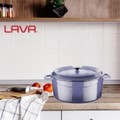 Lava Döküm Yuvarlak Tencere. Trendy Çap(Ø)28cm.  Mor thumbnail 7