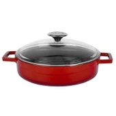 Lava Döküm Çok Amaçlı Yayvan Tencere. Glaze Serisi Çap(Ø)28cm. Kırmızı - 1