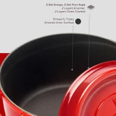 Lava Döküm Yuvarlak Tencere. Trendy Çap(Ø) 24cm.  Kırmızı thumbnail 6