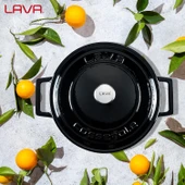 Lava Döküm Yuvarlak Tencere. Folk Çap(Ø) 22cm.  Siyah thumbnail 7