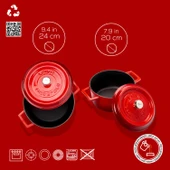 Lava Döküm 2x Trendy Serisi 5 Parça Tencere Seti  Kırmızı thumbnail 3