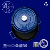 Lava Döküm Çok Amaçlı Yayvan Tencere. Trendy Serisi Çap(Ø)28cm.  Mavi thumbnail 4